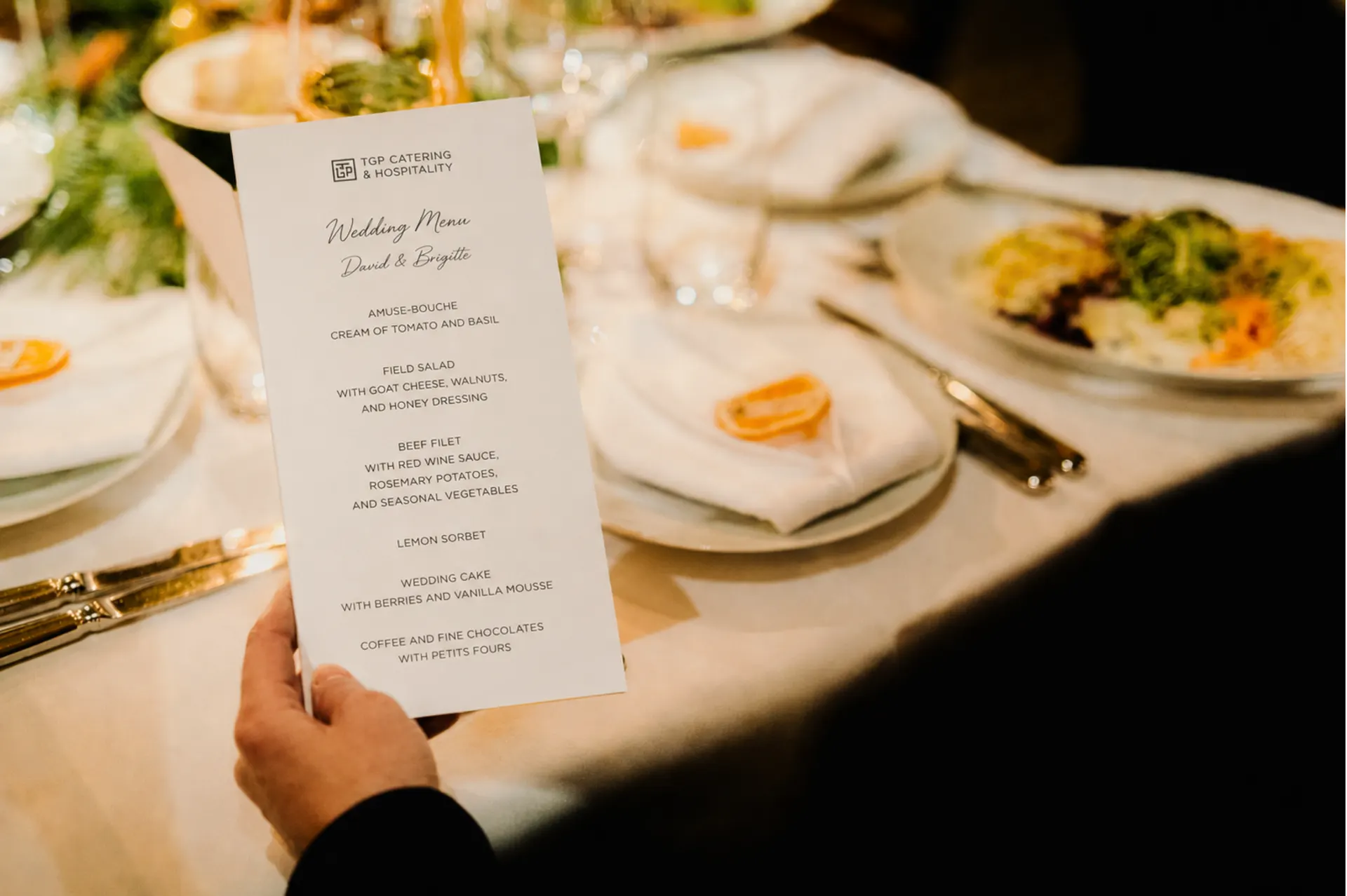 Bespoke printed menu at a plated dinner